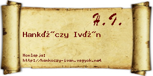 Hankóczy Iván névjegykártya